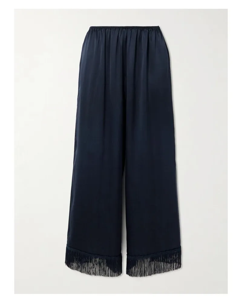 DÔEN Lavon Hose Mit Weitem Bein Aus Seide Mit Fransen - Blau Blau