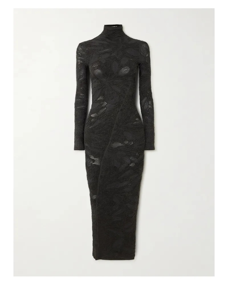 Alaïa Silk-blend Jacquard-knit Midi Dress - Gray Gray