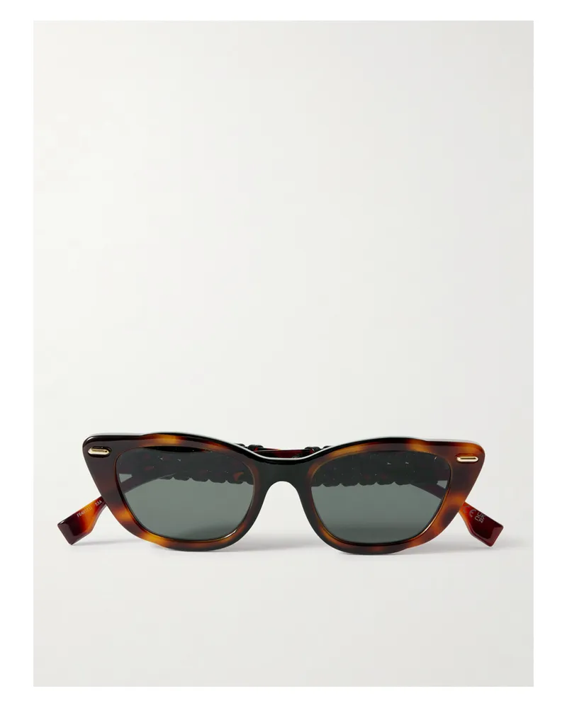Fendi Interlace Sonnenbrille Mit Cat-eye-rahmen Aus Azetat In Hornoptik Und Lederbesätzen - Braun Braun