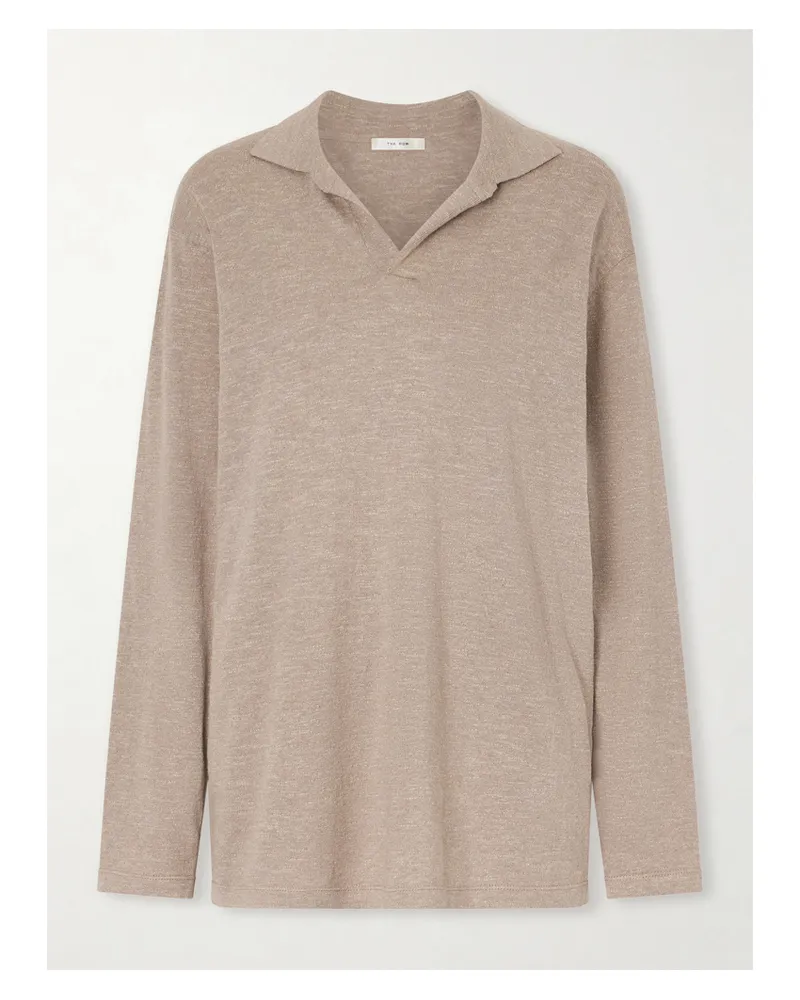 The Row Niosa Cotton And Linen-blend Polo Shirt - Neutrals Neutrals