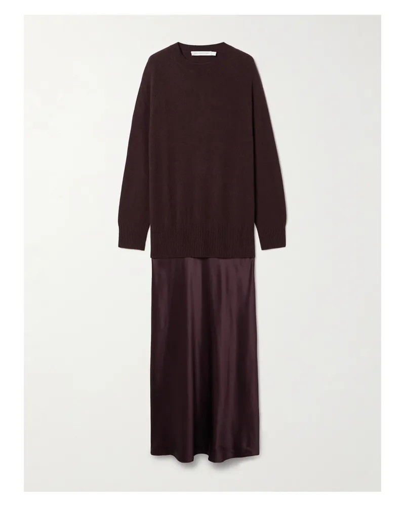 Christopher Esber Monument Cashmere And Silk-satin Maxi Dress - Brown Brown