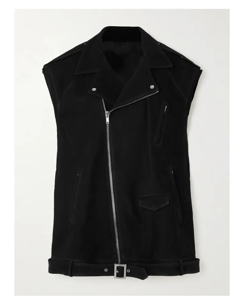 Rick Owens Oversized-weste Aus Veloursleder Mit Gürtel - Schwarz Schwarz