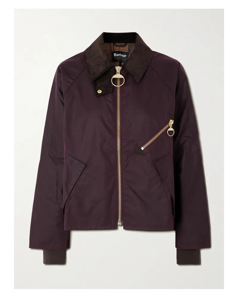 Barbour Arlene Jacke Aus Gewachster Baumwolle Mit Cordbesatz - Burgunder Burgunder