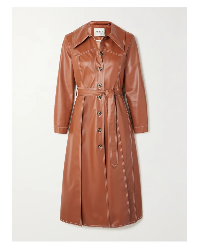 A.W.A.K.E. Trenchcoat Aus Kunstleder Mit Bindegürtel - Rot Rot