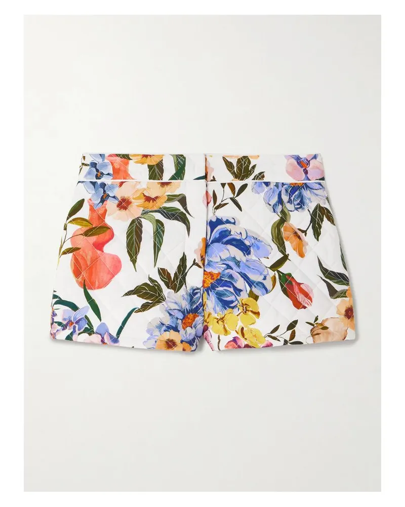 FARM Rio Greek Garden Shorts Aus Einer Gesteppten Lyocell-baumwollmischung Mit Blumenprint - Elfenbein Elfenbein