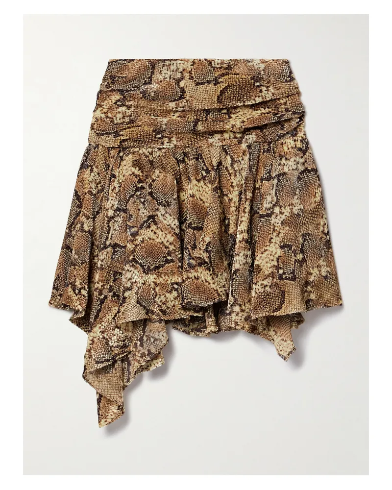 Isabel Marant Clem Asymmetrischer Minirock Aus Einer Devoré-seidenmischung Mit Schlangenprint - Animal-Print Animal-print