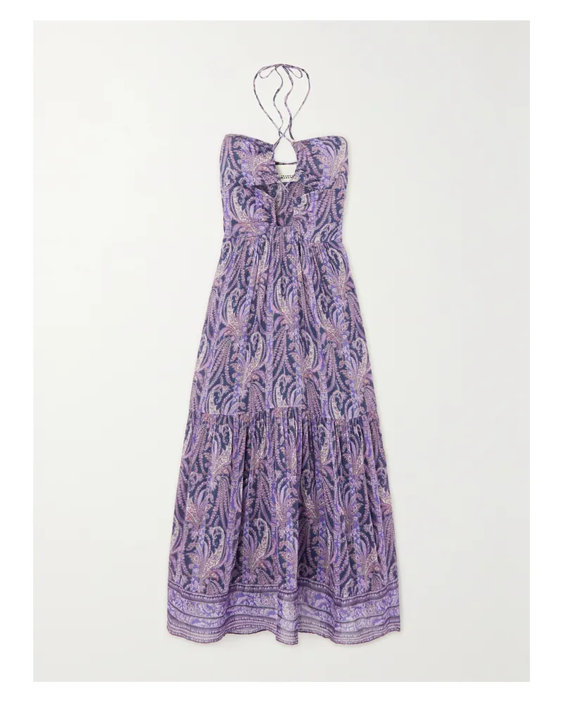 Isabel Marant Birona Neckholder-midikleid Aus Einer Baumwoll-seidenmischung Mit Paisley-print Und Cut-outs - Lila Lila