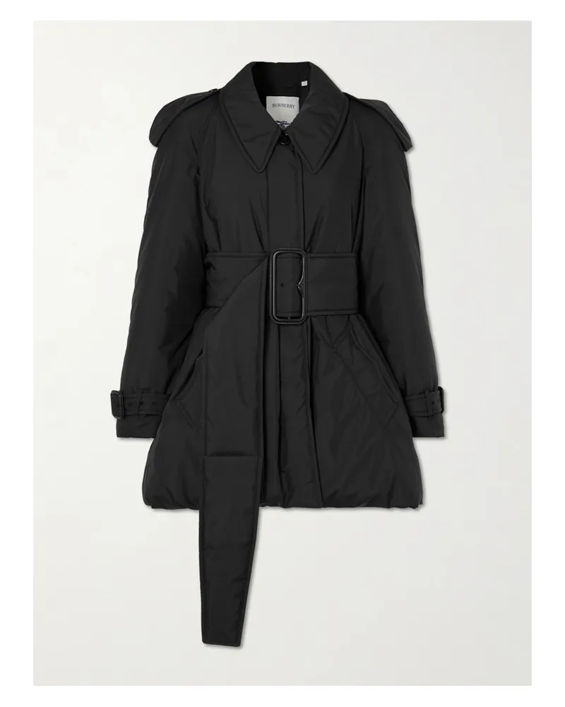 Burberry Mantel Aus Wattiertem Shell Mit Gürtel - Schwarz Schwarz