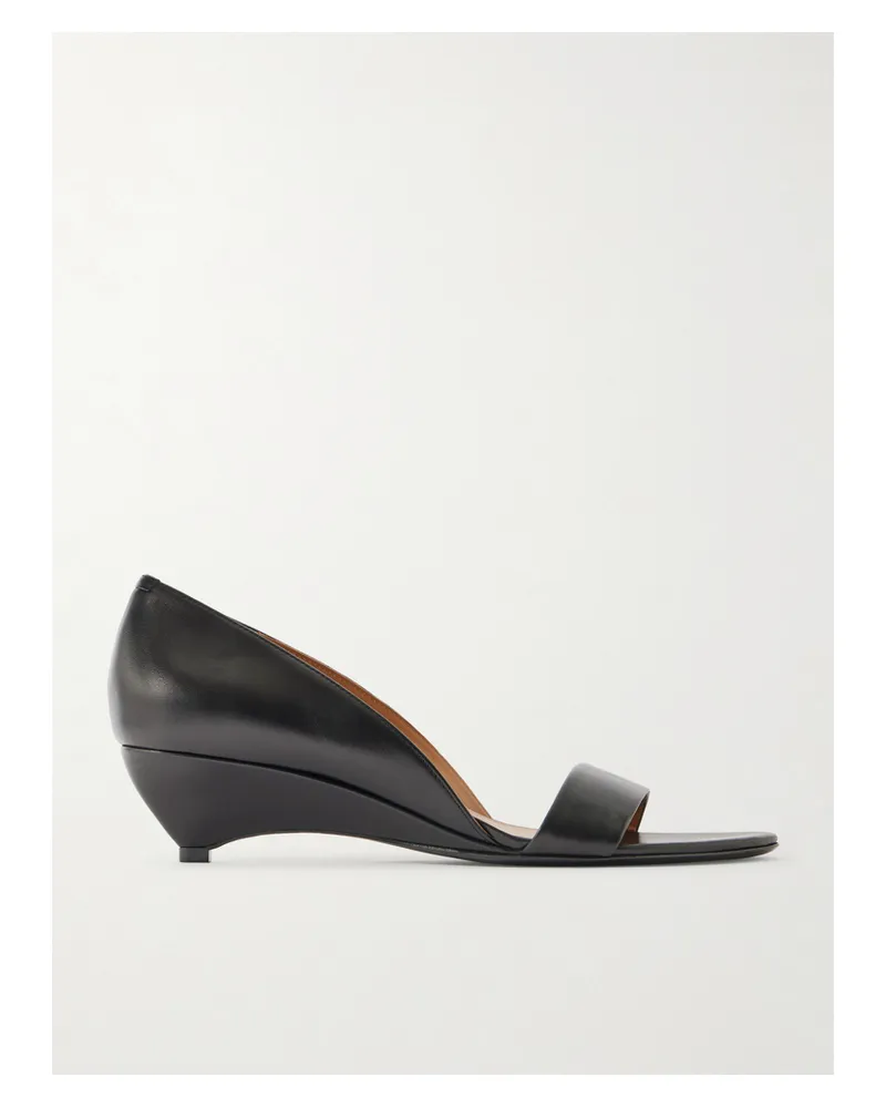 Jil Sander Leather Wedge Sandals - Black Black