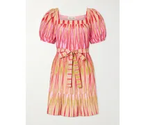 Yashi Belted Printed Cotton Mini Dress - Pink