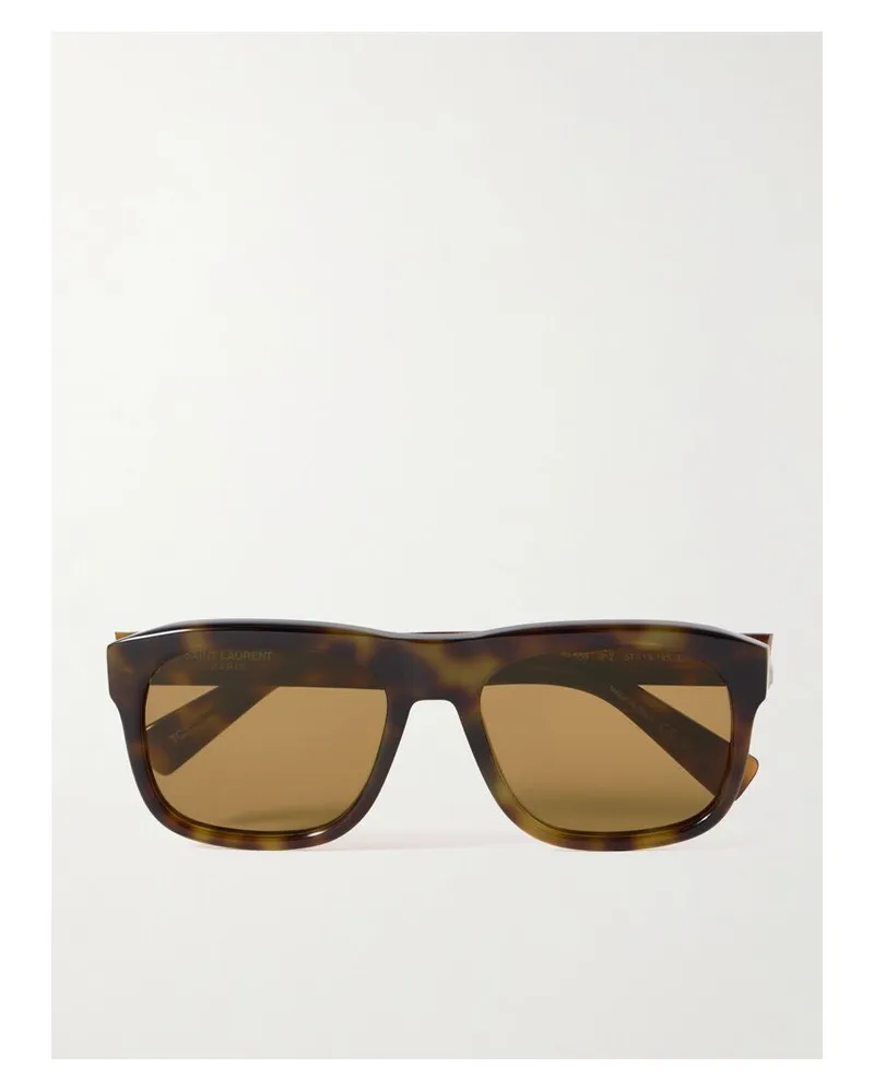 Saint Laurent Sonnenbrille Mit Eckigem Rahmen Aus Azetat In Hornoptik - Braun Braun