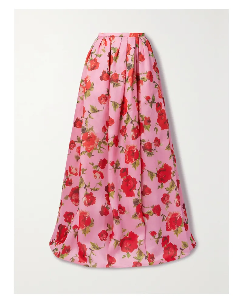 Carolina Herrera New York Maxirock Aus Seidenorganza Mit Blumenprint - Pink Pink