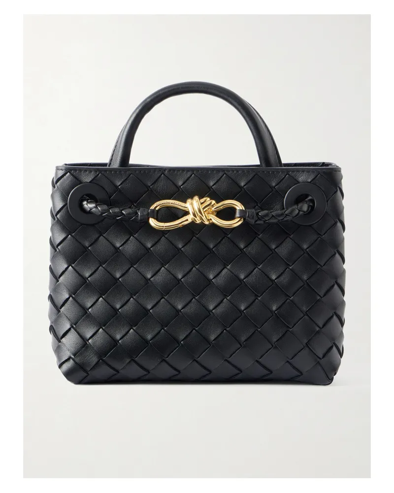 Bottega Veneta Andiamo Intrecciato Leather Tote - Black Black