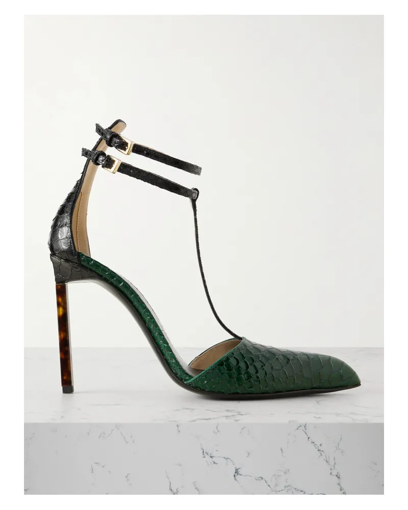 Tom Ford Pumps Aus Leder Mit Schlangeneffekt - Grün Grün