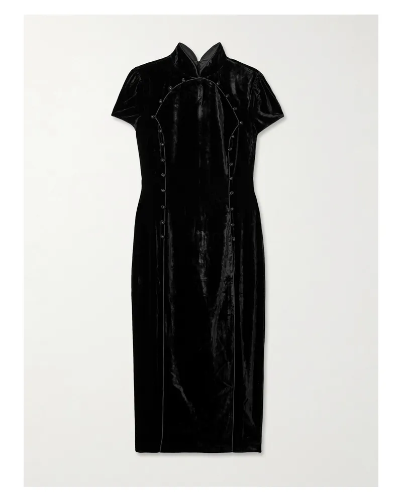 Saloni Taro-c Midikleid Aus Samt - Schwarz Schwarz