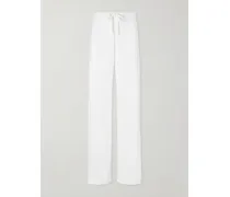 Cotton-terry Wide-leg Track Pants - White