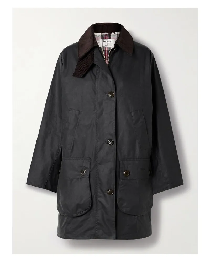 Barbour Barbour The Edit By Alexa Loren Jacke Aus Gewachster Baumwolle Mit Cordbesätzen - Schwarz Schwarz