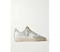 Ballstar Sneakers Aus Leder In Metallic-optik Mit Glitter- Und Distressed-details - Silber