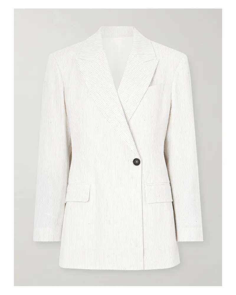 Brunello Cucinelli Blazer Aus Einer Leinenmischung Mit Nadelstreifen - Weiß Weiß