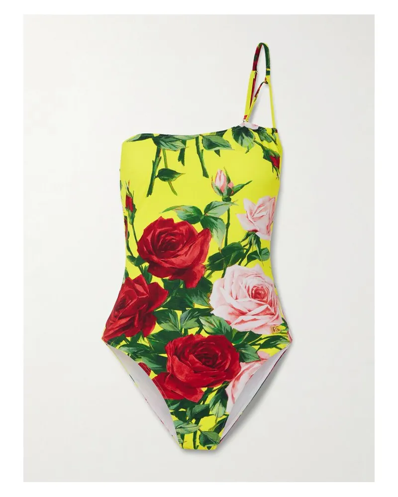 Dolce & Gabbana Asymmetrischer Badeanzug Mit Blumenprint - Grün Grün