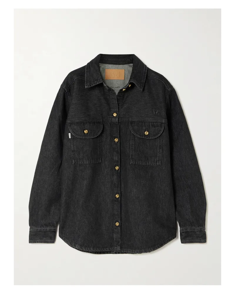 Blazé Milano Berber Jeanshemd Mit Stickerei - Schwarz Schwarz