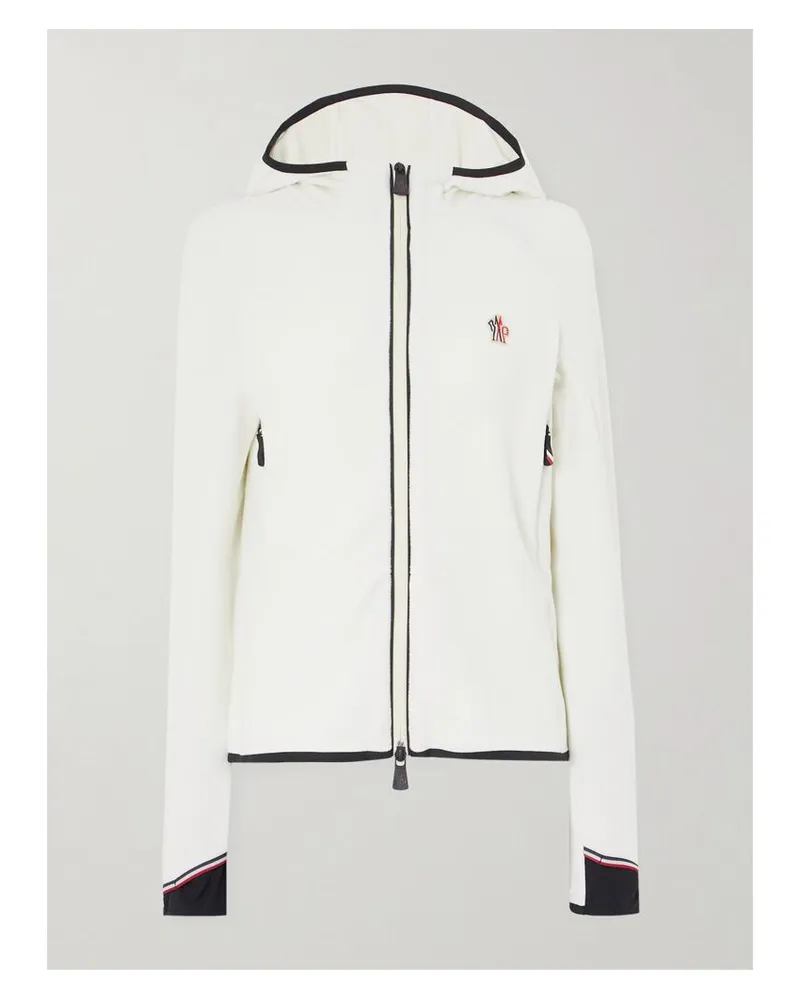 Moncler Kapuzenjacke Aus Fleece Mit Applikation - Weiß Weiß