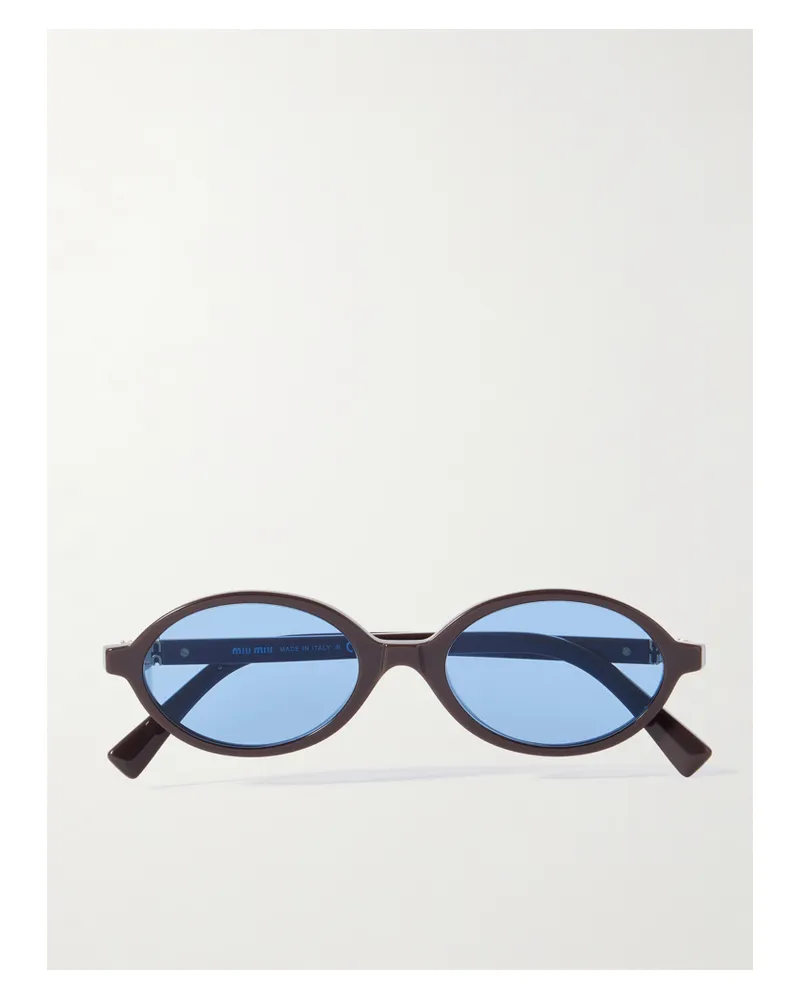 Miu Miu Oval-frame Acetate Sunglasses - Brown Brown