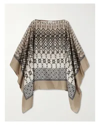 Brunello Cucinelli Poncho aus Bedrucktem Seiden-voile Neutral