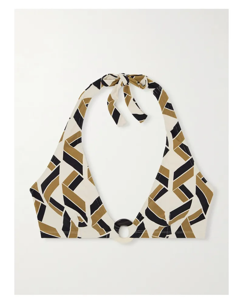 Eres Dimension Bedrucktes Triangel-bikini-oberteil Mit Neckholder Und Verzierung - Mehrfarbig Mehrfarbig