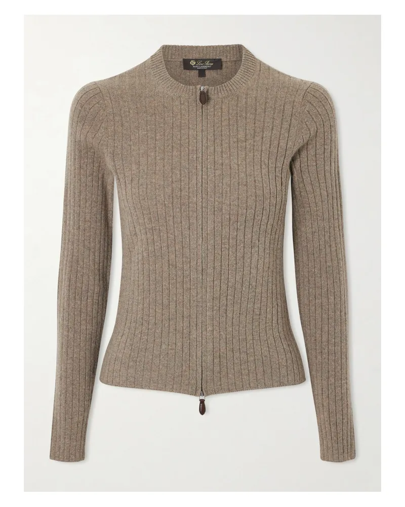 Loro Piana Ribbed Cashmere Cardigan - Brown Brown