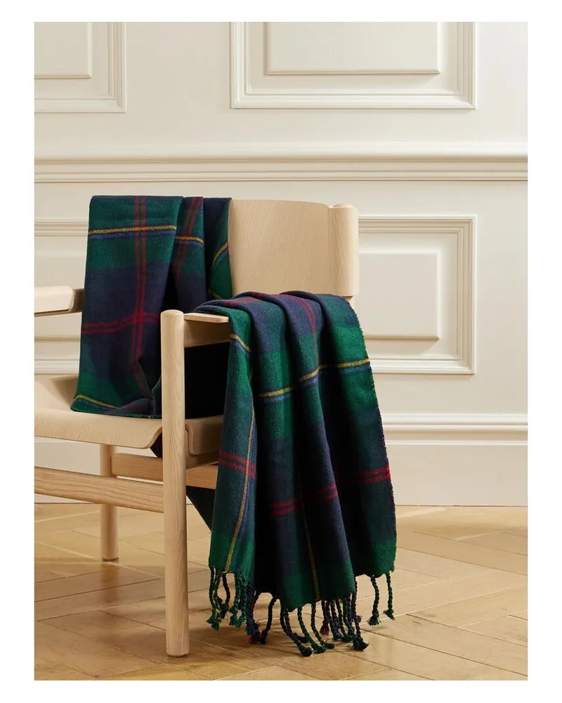 Ralph Lauren Home Langport Decke Aus Einer Karierten Woll-leinenmischung Mit Fransen - Grün Grün