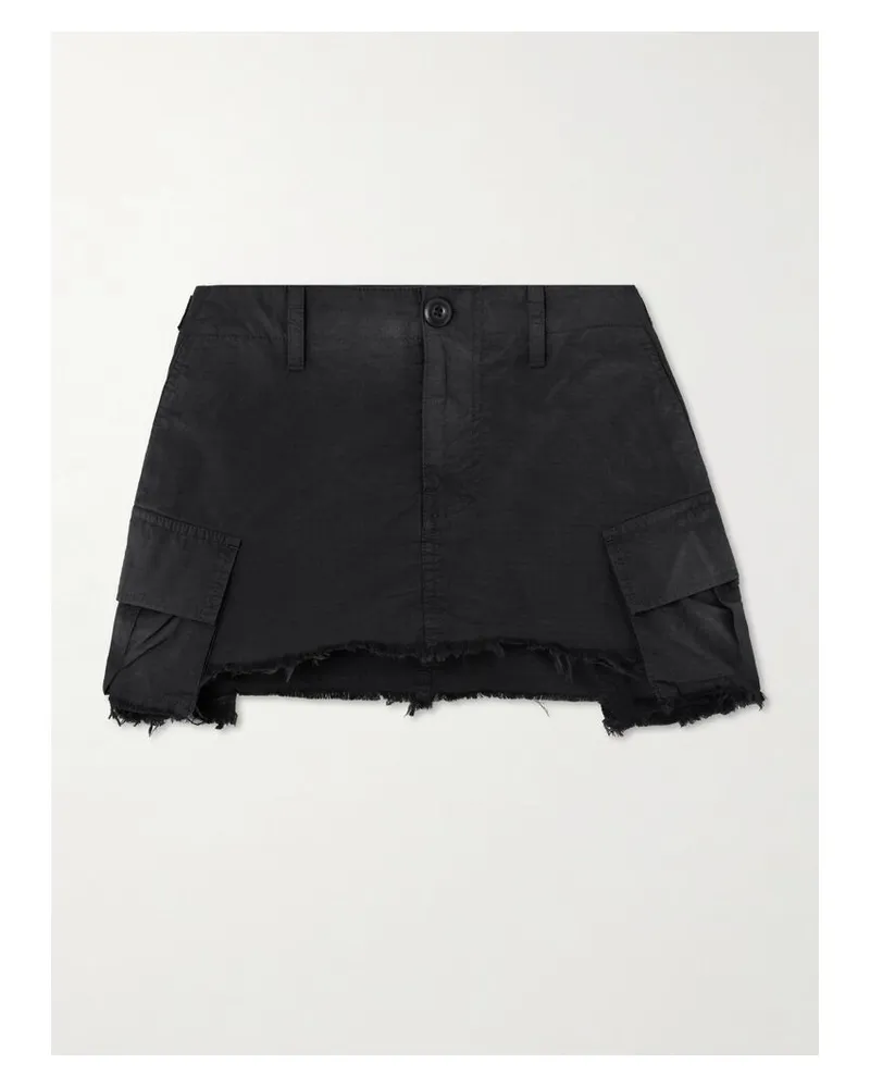 Balenciaga Minirock Aus Ripstop Aus Einer Baumwollmischung Mit Fransen - Schwarz Schwarz