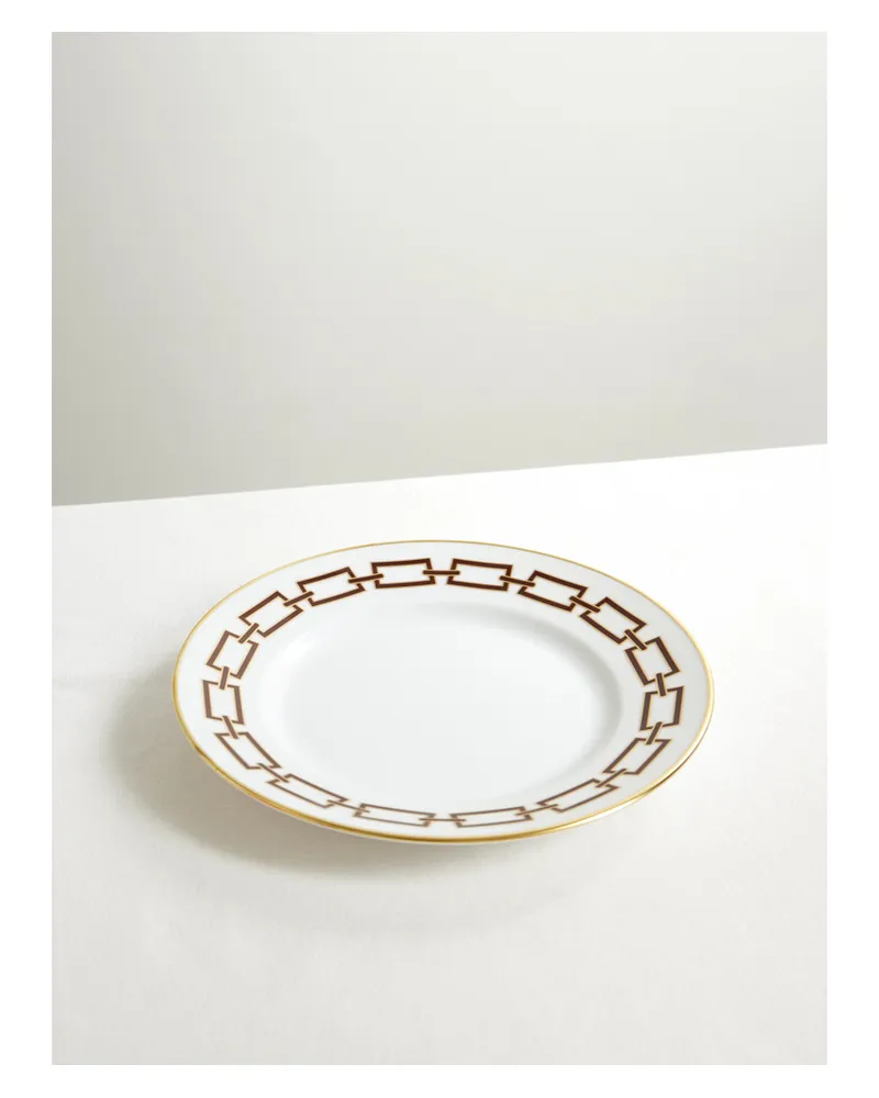 Ginori 1735 Catene Teller Aus Porzellan Mit Vergoldetem Detail - Weiß Weiß