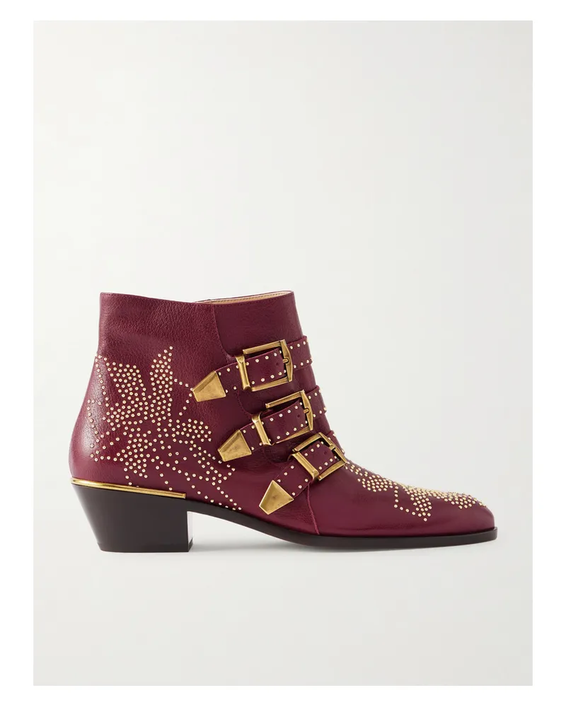 Chloé Susanna Ankle Boots Aus Leder Mit Nieten - Rot Rot