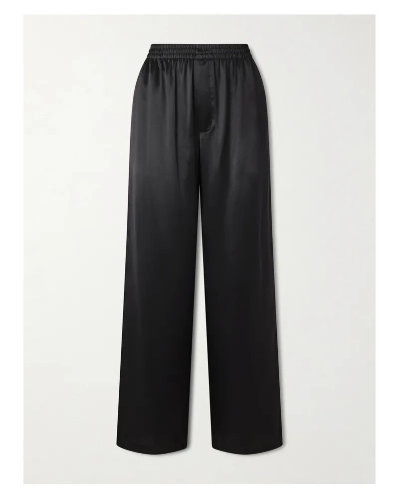 Saint Laurent Silk-satin Straight-leg Pants - Black Black