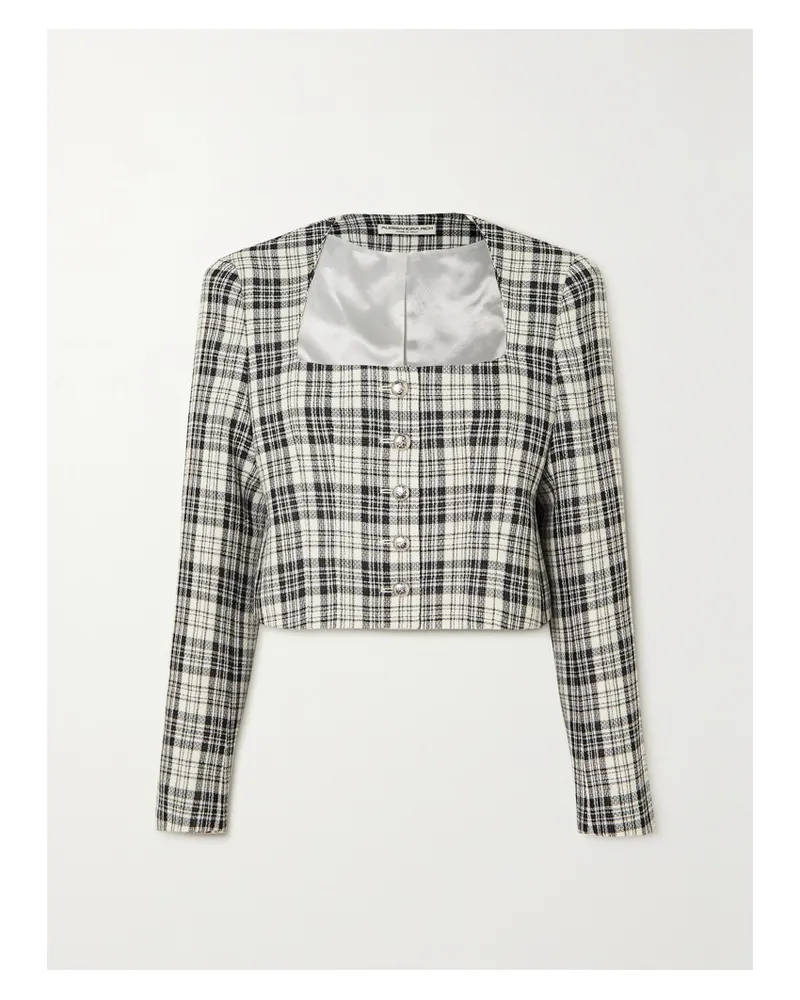Alessandra Rich Verkürzte Jacke Aus Wolle Mit Glencheck-muster - Grau Grau