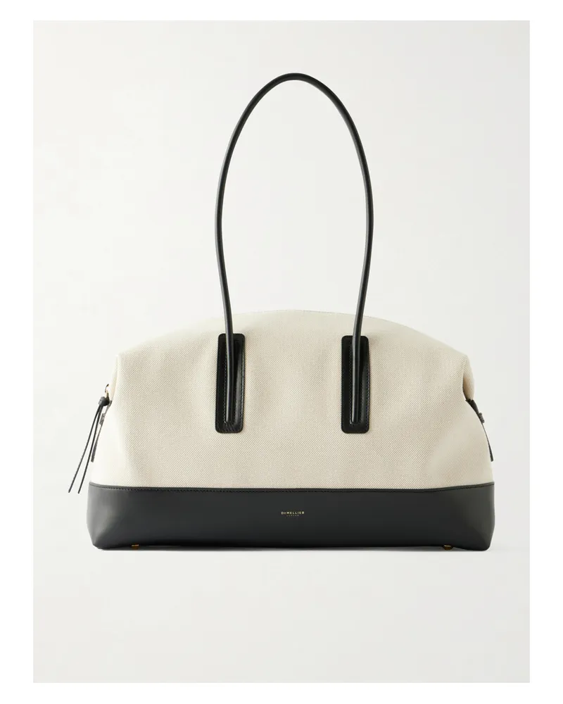 DeMELLIER The Stockholm Leather-trimmed Canvas Tote Bag - Off-white Off-white