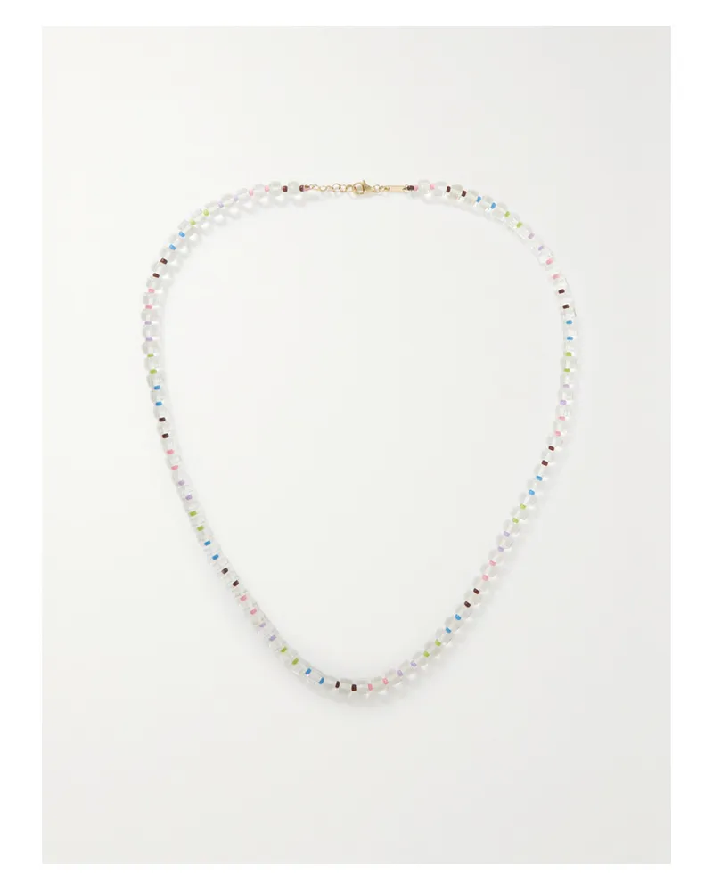 Bea Bongiasca Kette Mit Bergkristallen, Zierperlen Und Details Aus 9 Karat Gold Und Silber - Neutral Neutral