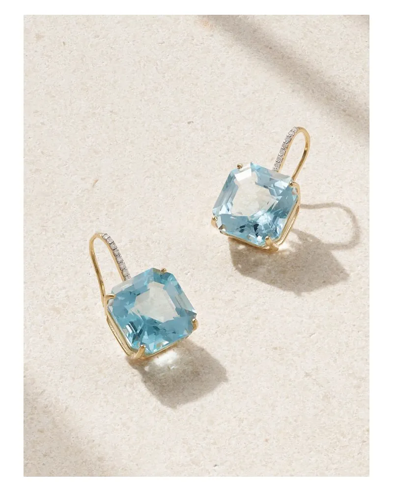 MATEO Ohrringe Aus 14 Karat Gold Mit Topasen Und Diamanten - Blau Blau