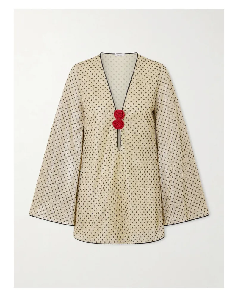 Oséree Lumière Minikleid Aus Lurex® Mit Polka-dots Und Applikationen - Gold Gold