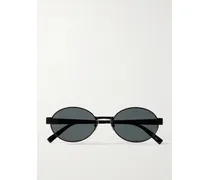 Oval-frame Metal Sunglasses - Black