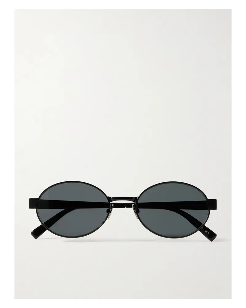 Saint Laurent Oval-frame Metal Sunglasses - Black Black