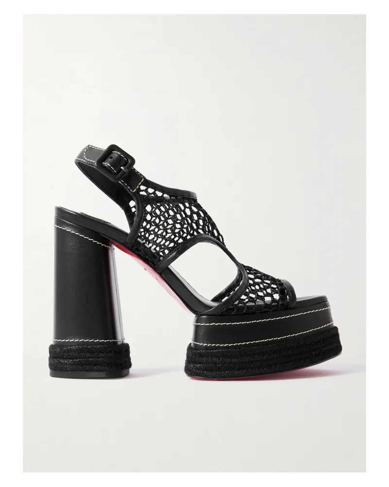 Christian Louboutin Almeja 130 Mesh And Leather Platform Sandals - Black Black