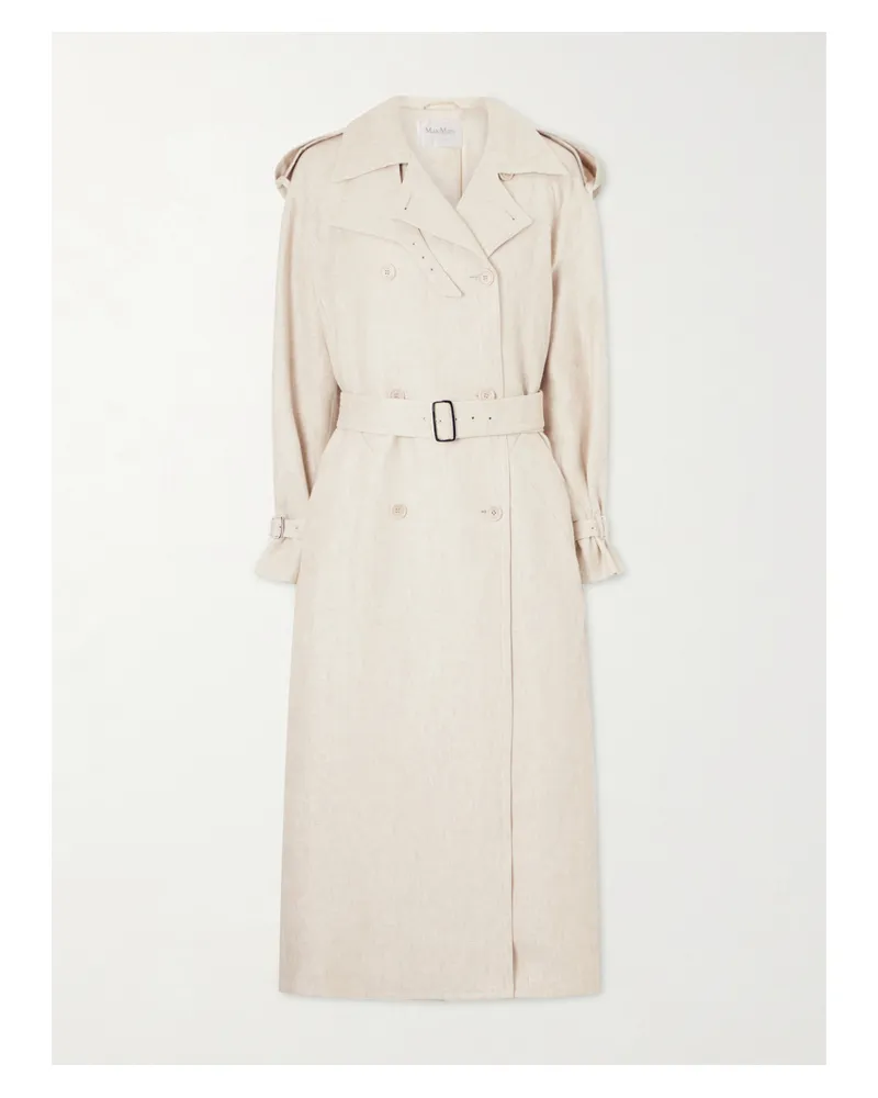 Max Mara Belted Linen-drill Trench Coat - Cream Cream