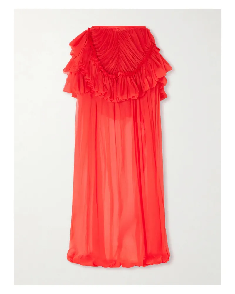 Dries van Noten Shelby Ruffled Silk-chiffon Maxi Skirt - Red Red