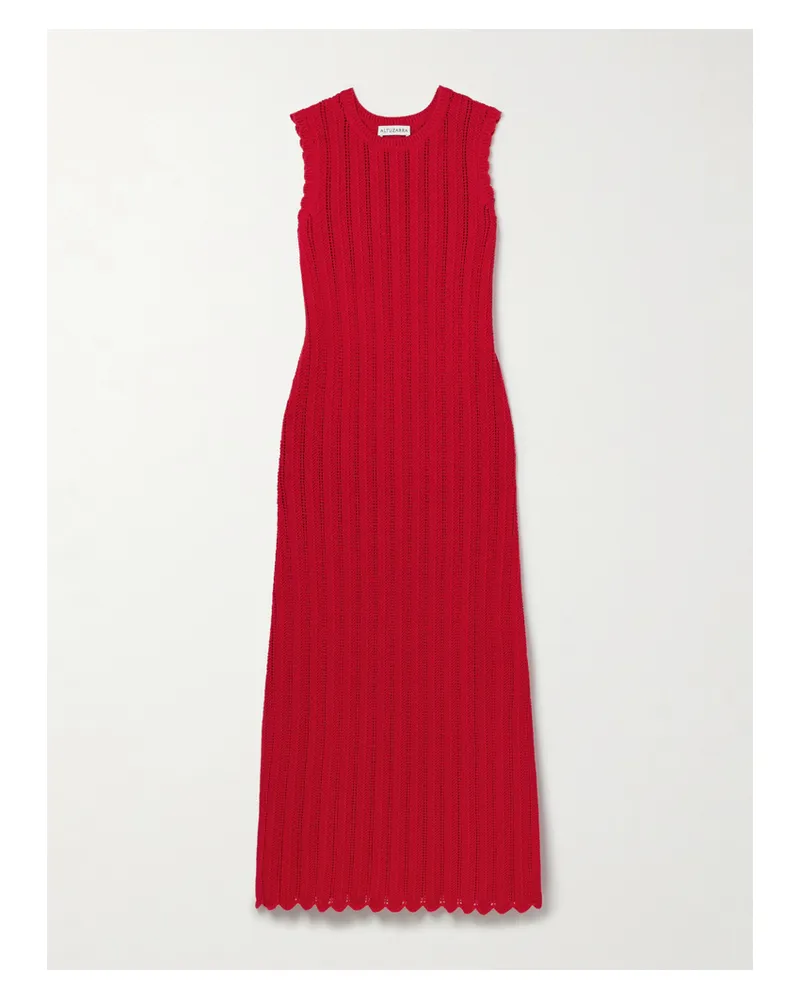Altuzarra Sissi Midikleid Aus Gerippter Biobaumwolle In Lochstrick - Rot Rot