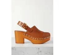 Jeannette Slingback-clogs Mit Nieten Und Plateau - Braun