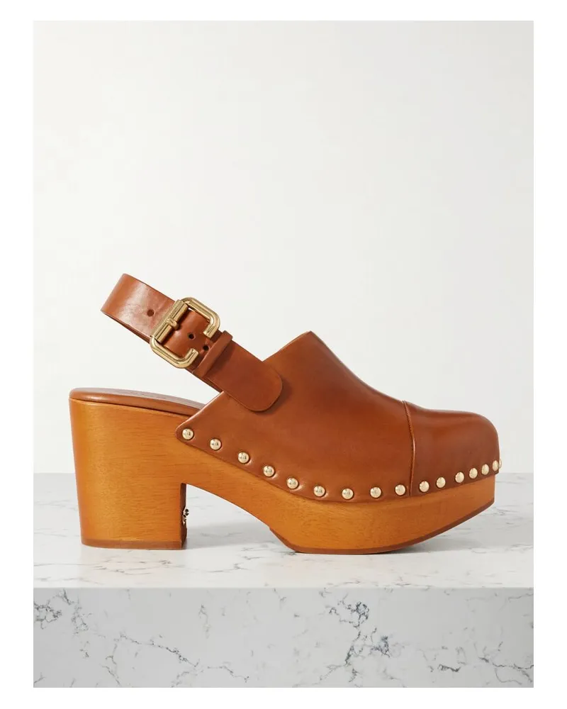 Chloé Jeannette Slingback-clogs Mit Nieten Und Plateau - Braun Braun