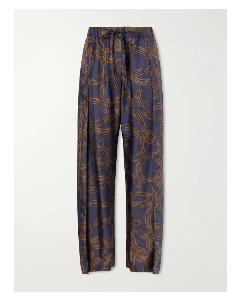 Loewe Paula’s Ibiza Printed Mid-rise Straight-leg Silk Pants - Blue Blue