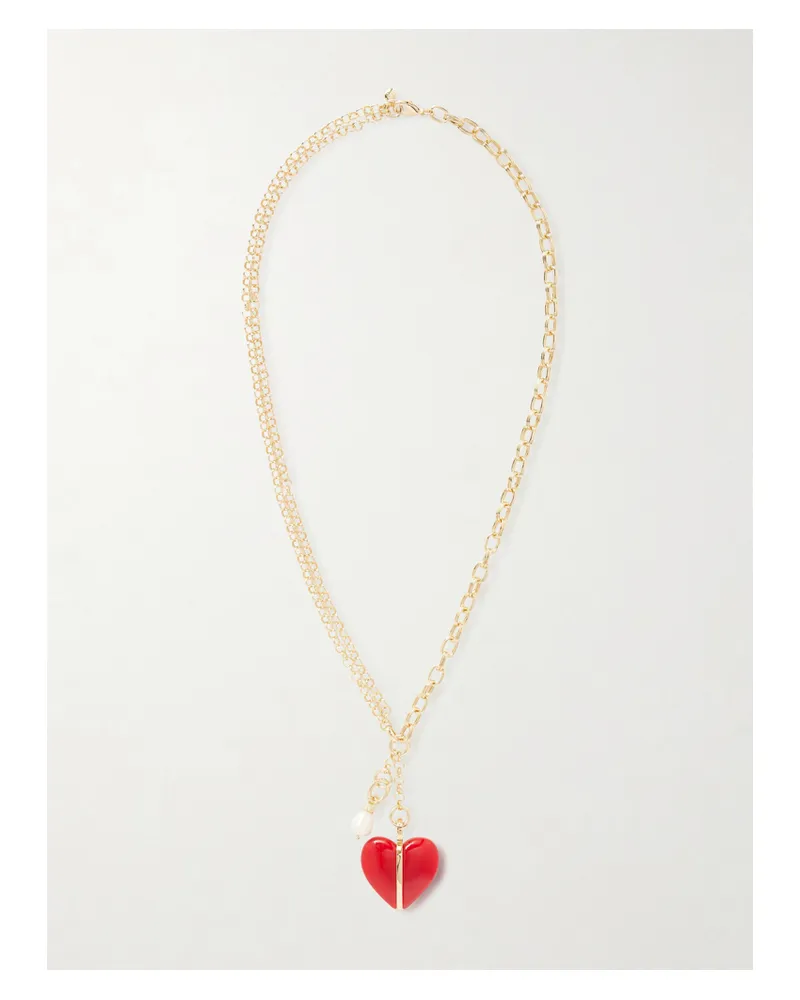Roxanne Assoulin The Stone Bar Goldfarbene Kette Mit Karneol Und Perle Gold